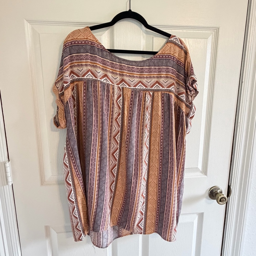 Kori America Boho Tribal Print Tunic Top Women’s XL Oversized Boutique